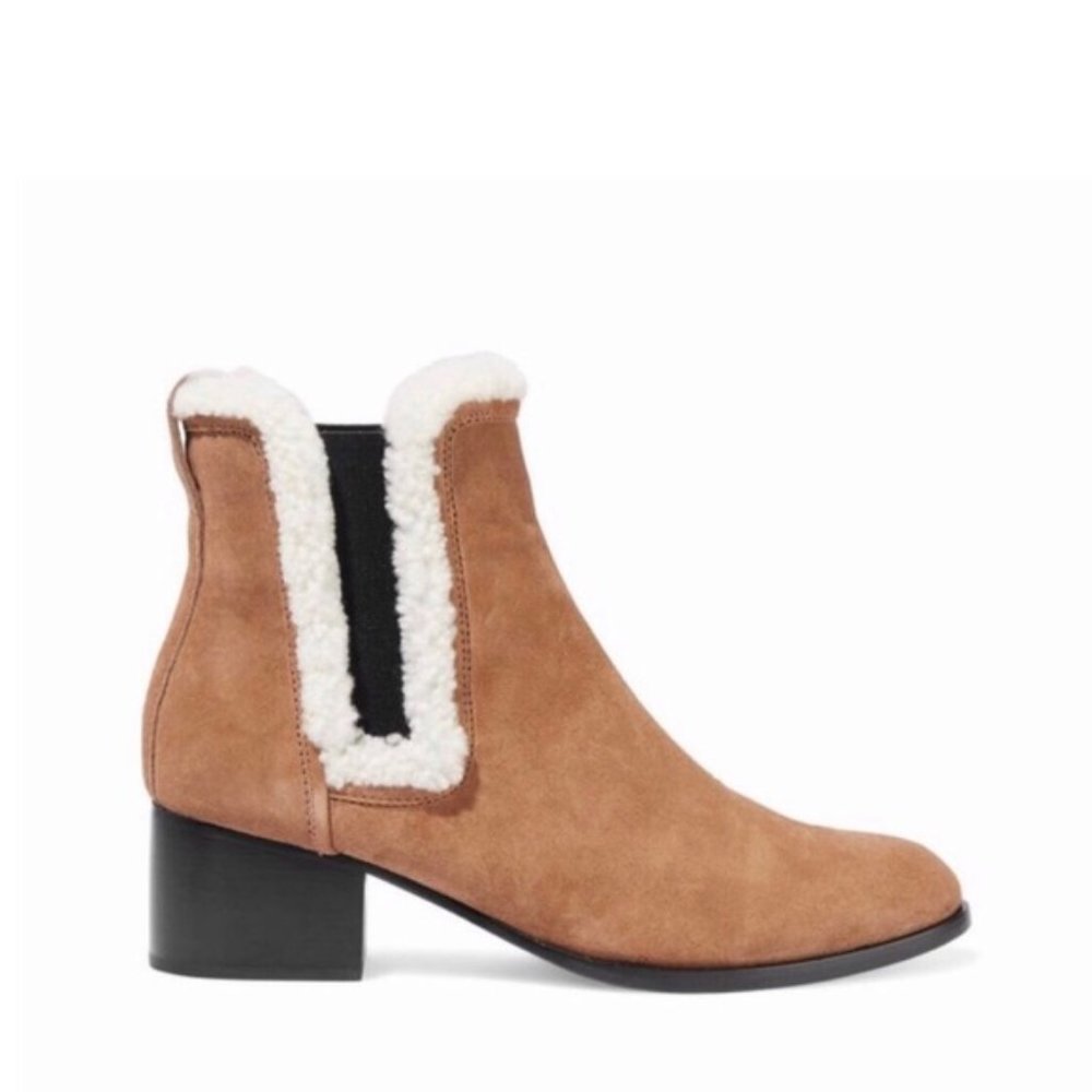 Rag & Bone Walker Shearling Trimmed Suede Ankle Boots